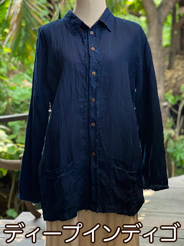 asana HEMP100% 厚手 ロングスリーブ シャツ asana HEMP100% 厚手 ロングスリーブ シャツ・草木染め【パヤカ