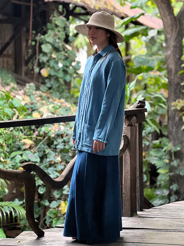 asana HEMP100% 厚手 ロングスリーブ シャツ asana HEMP100% 厚手 ロングスリーブ シャツ・草木染め【パヤカ