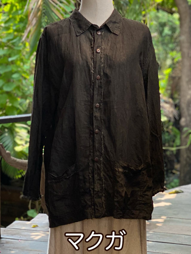 asana HEMP100% 厚手 ロングスリーブ シャツ・草木染め【パヤカ