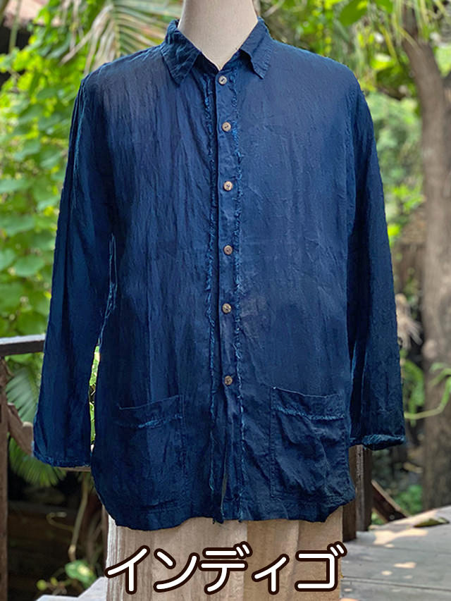 asana HEMP100% 厚手 ロングスリーブ シャツ asana HEMP100% 厚手 ロングスリーブ シャツ・草木染め【パヤカ