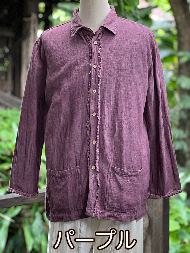 asana HEMP100% 厚手 ロングスリーブ シャツ・草木染め【パヤカ
