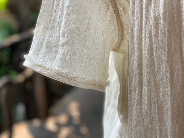 asana HEMP100% ガーゼ ボタン 半袖シャツ・きなり