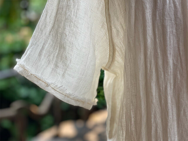 asana HEMP100% ガーゼ ボタン 半袖シャツ・きなり