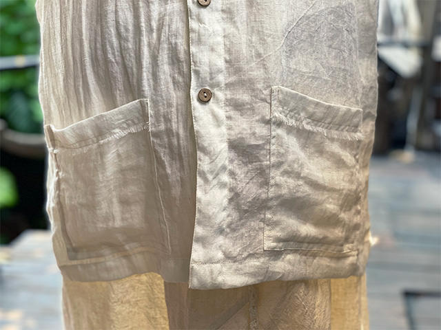 asana HEMP100% ガーゼ ボタン 半袖シャツ・きなり