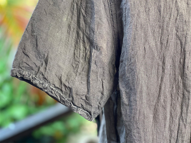 asana HEMP100% ガーゼ ボタン 半袖シャツ・草木染め