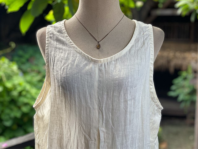 asana HEMP100% ガーゼ ポケット タンク・きなり