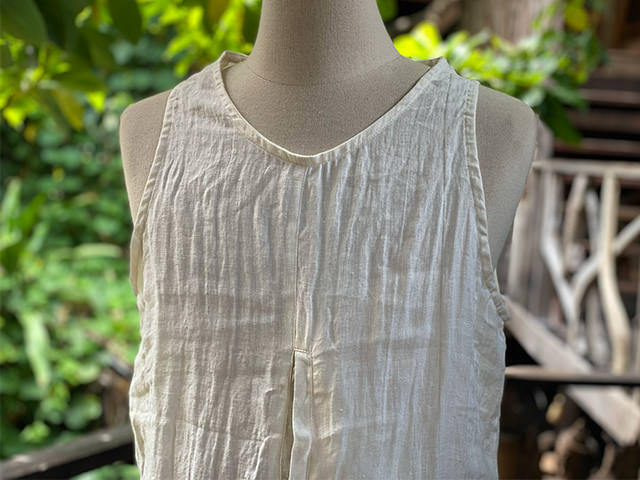 asana HEMP100% ガーゼ ポケット タンク・きなり