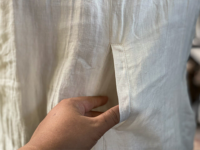 asana HEMP100% ガーゼ ポケット タンク・きなり