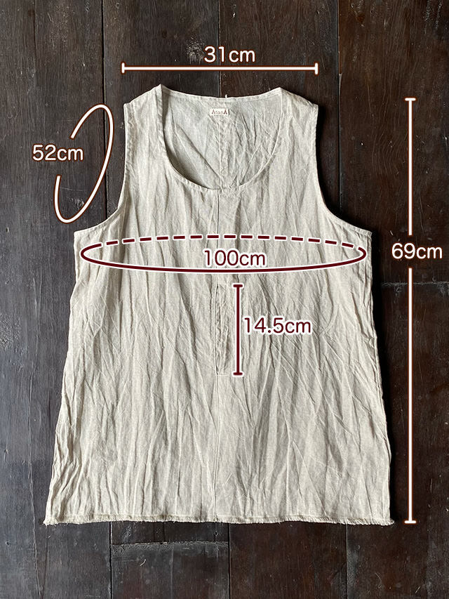 asana HEMP100% ポケット タンク・きなり