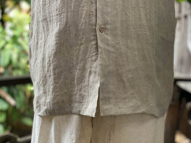 asana HEMP100% ボタン 半袖 シャツ・きなり