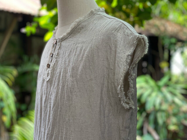 asana HEMP100% 縄文シャツ・きなり