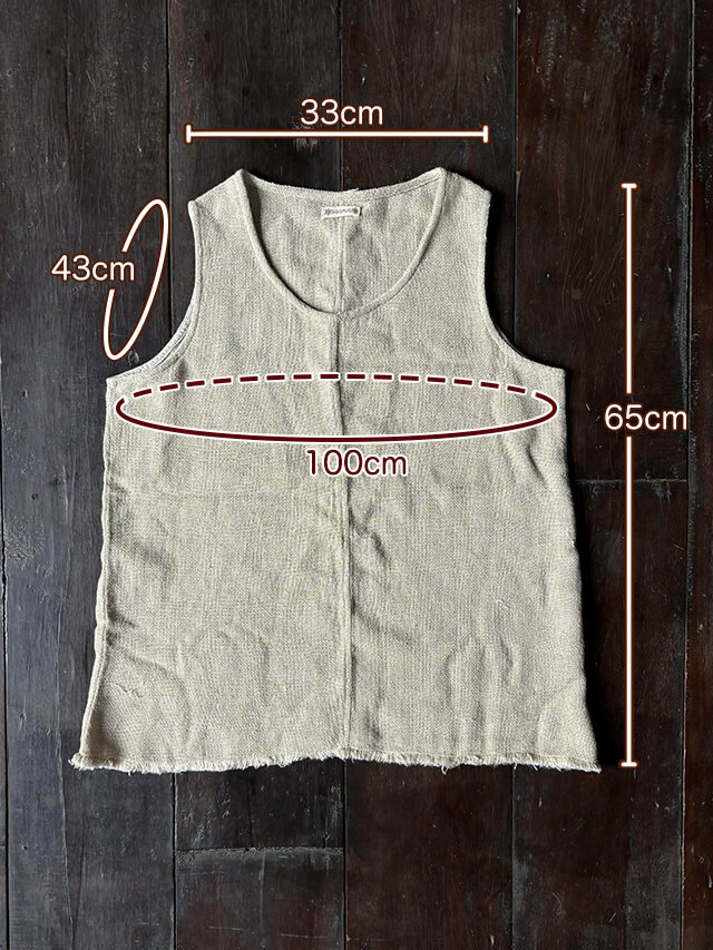 asana HEMP100% 手織り ゆったり タンク・きなり