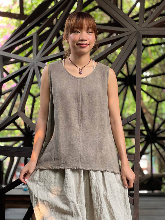 asana HEMP100% 手織り ゆったり タンク・草木染め【パヤカ