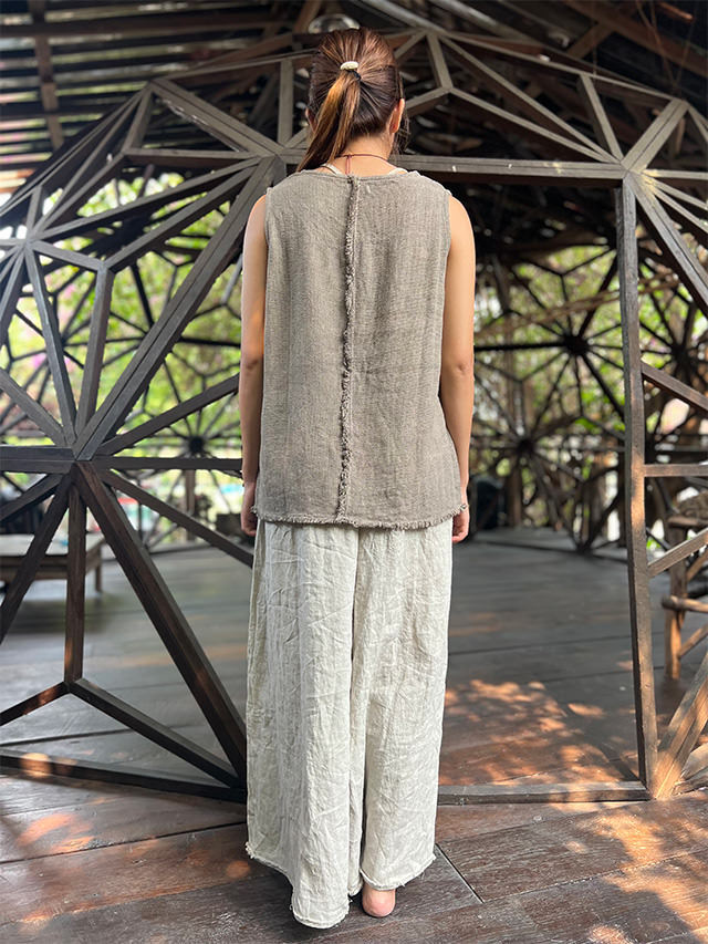 今 話題 の 人気 商品 asana HEMP100% タンク・草木染め【パヤカ ゆったり 手織り トップス