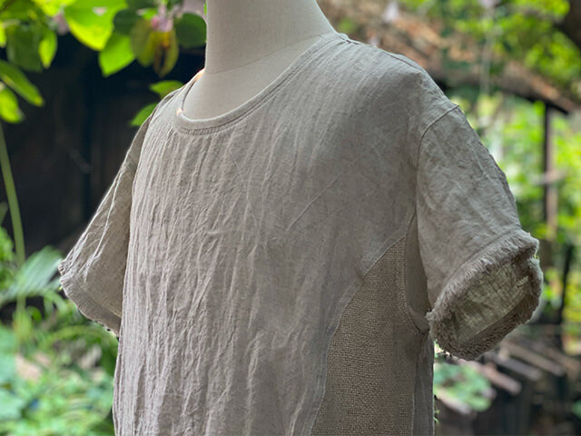 asana HEMP100% 切り替え ポケット Tee・きなり