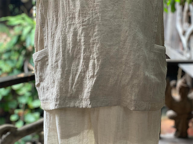 asana HEMP100% 切り替え ポケット Tee・きなり