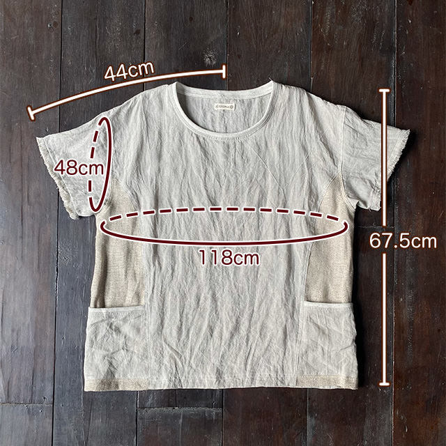 asana HEMP100% 切り替え ポケット Tee・きなり