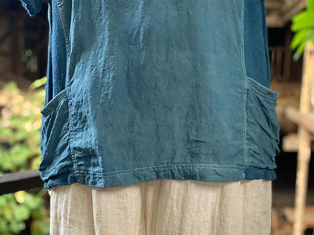 asana HEMP100% 切り替え ポケット Tee・草木染め