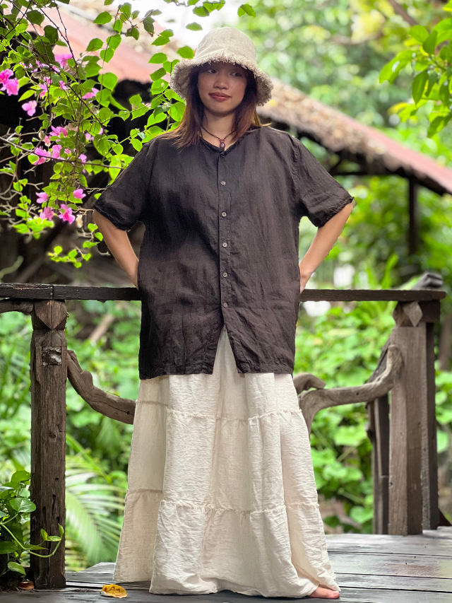 asana HEMP100% ボタン 半袖 シャツ・草木染め【パヤカ オンライン