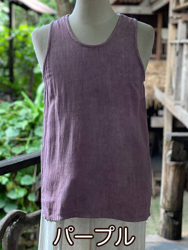 asana HEMP100% テロテロ ゆったり タンクトップ・草木染め