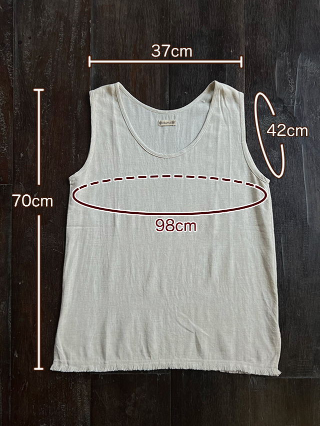 asana HEMP100% テロテロ タンクトップ・きなり