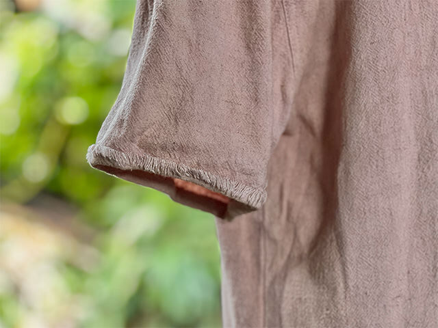 asana HEMP100% Vネック フリンジ シャツ・草木染め