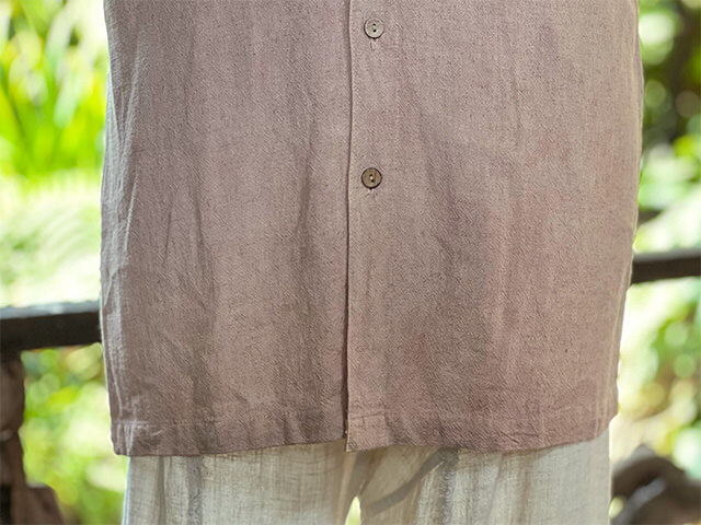 asana HEMP100% Vネック フリンジ シャツ・草木染め