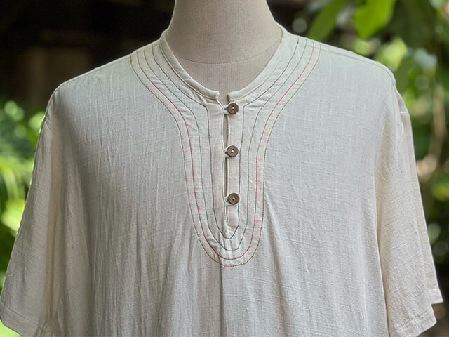 asana HEMP100% テロテロ ゆったり ボタン シャツ・きなり