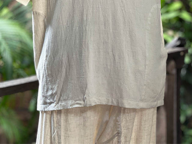 asana HEMP100% テロテロ ゆったり ボタン シャツ・きなり