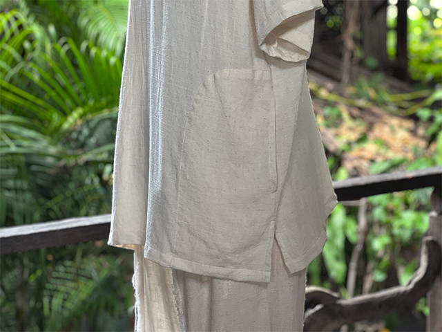 asana HEMP100% テロテロ ゆったり ボタン シャツ・きなり