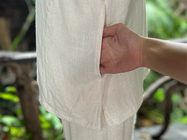 asana HEMP100% テロテロ ゆったり ボタン シャツ・きなり