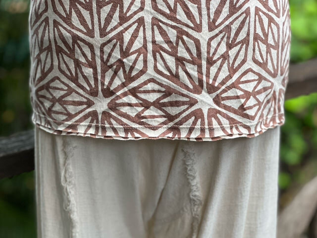 asana ヘンプコットン 薄手 手刷り 麻柄プリント メンズタンク