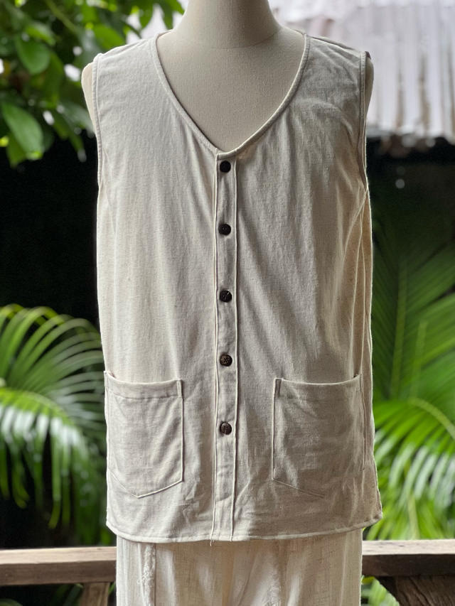 asana ヘンプコットン 厚手 ベスト・きなり【パヤカ オンラインショップ】