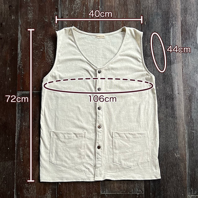 asana ヘンプコットン 厚手 手刷り 麻柄プリント メンズタンク