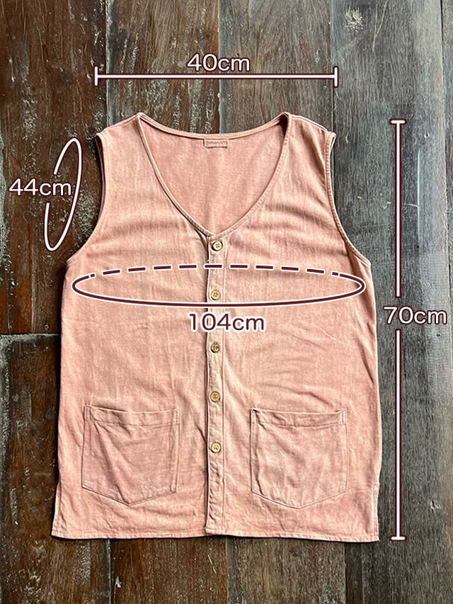 asana ヘンプコットン 厚手 手刷り 麻柄プリント メンズタンク