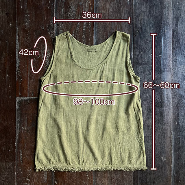 asana HEMP100% テロテロ タンクトップ・きなり