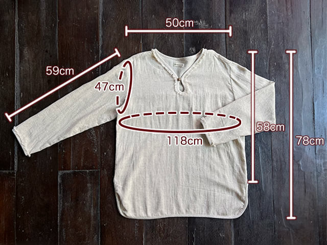 asana ヘンプコットン ゆったり ロングスリーブ・きなり