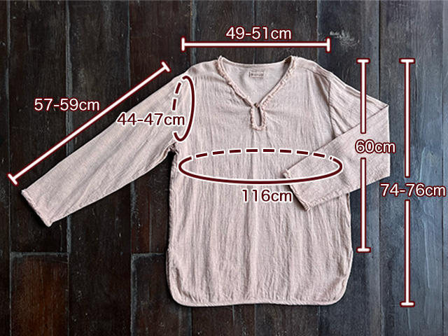 asana ヘンプコットン ゆったり ロングスリーブ・きなり