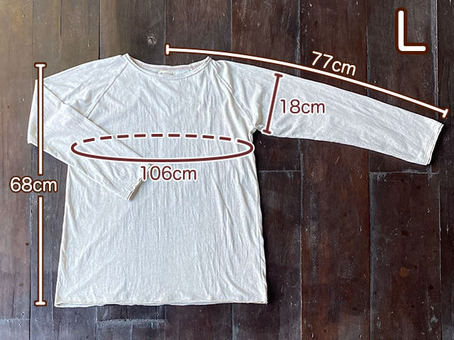 asana ヘンプコットン 薄手 NEW ラグラン ロングスリーブ・きなり