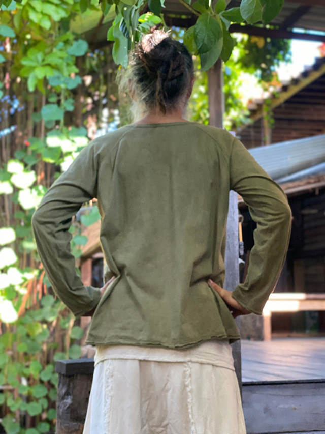 asana ヘンプコットン ラグラン ロングスリーブ・草木染め【パヤカ