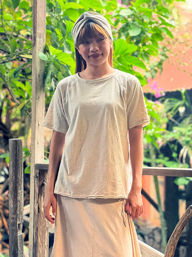 asana ヘンプコットン 薄手 メンズ ラグラン Tee・きなり【パヤカ