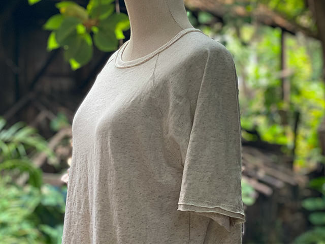 asana ヘンプコットン 薄手 メンズ ラグラン Tee・きなり