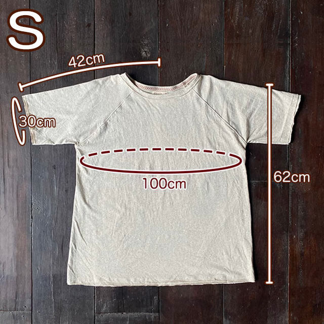 asana ヘンプコットン 薄手 メンズ ラグラン Tee・きなり