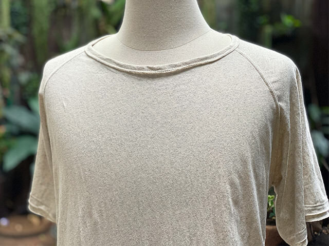 asana ヘンプコットン 薄手 メンズ ラグラン Tee・きなり