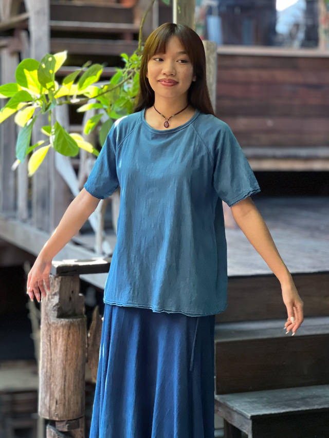 asana ヘンプコットン 薄手 メンズ ラグラン Tee・草木染め【パヤカ