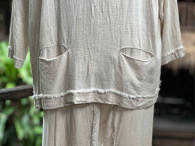 asana HEMP100% やわらか ゆったり シャツ・きなり