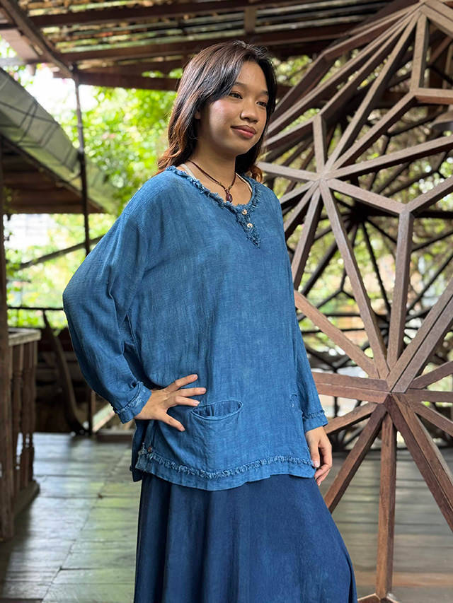 asana HEMP100% やわらか ゆったり シャツ・草木染め【パヤカ