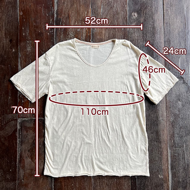 asana ヘンプコットン 薄手 メンズ Tee・きなり