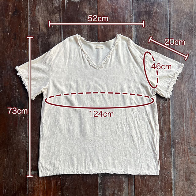 asana ヘンプコットン 薄手 メンズ Tee・きなり