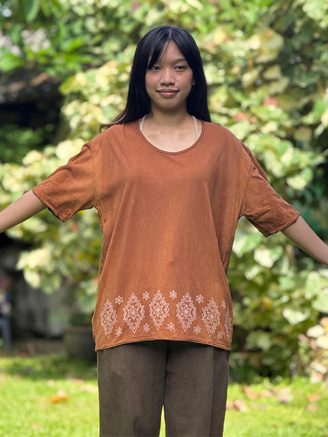 asana ヘンプコットン 薄手 メンズ Tee・草木染め 手刷り抜染【パヤカ